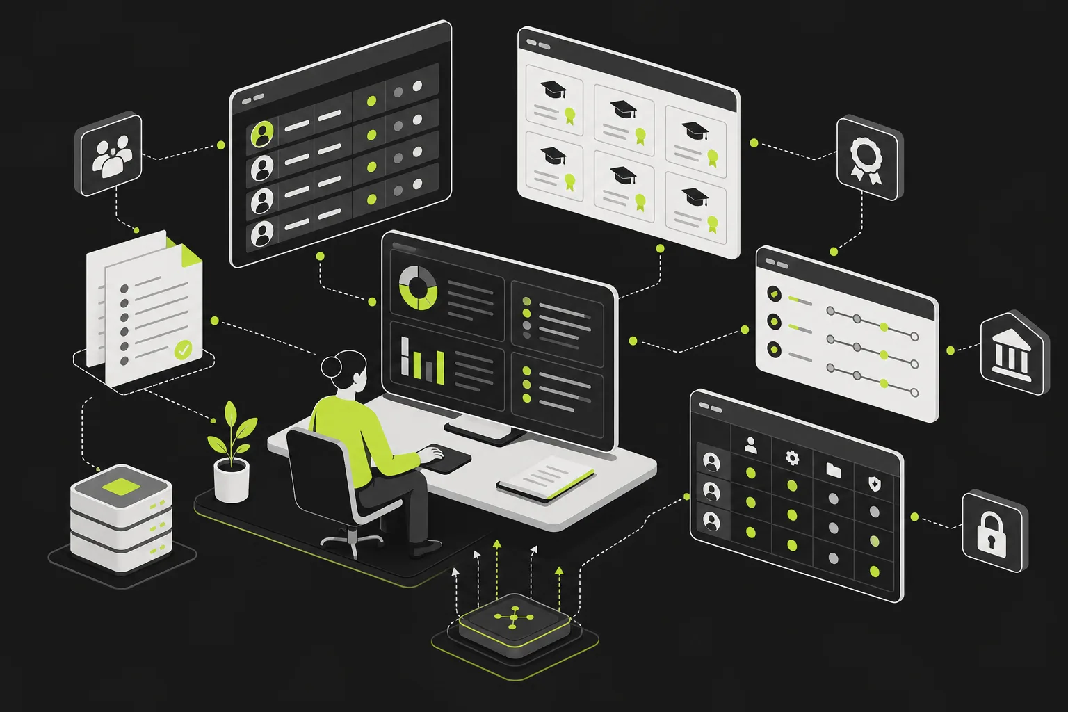 A brokerage operations lead matches staff training records to licence status and system access during a regulator portal transition.